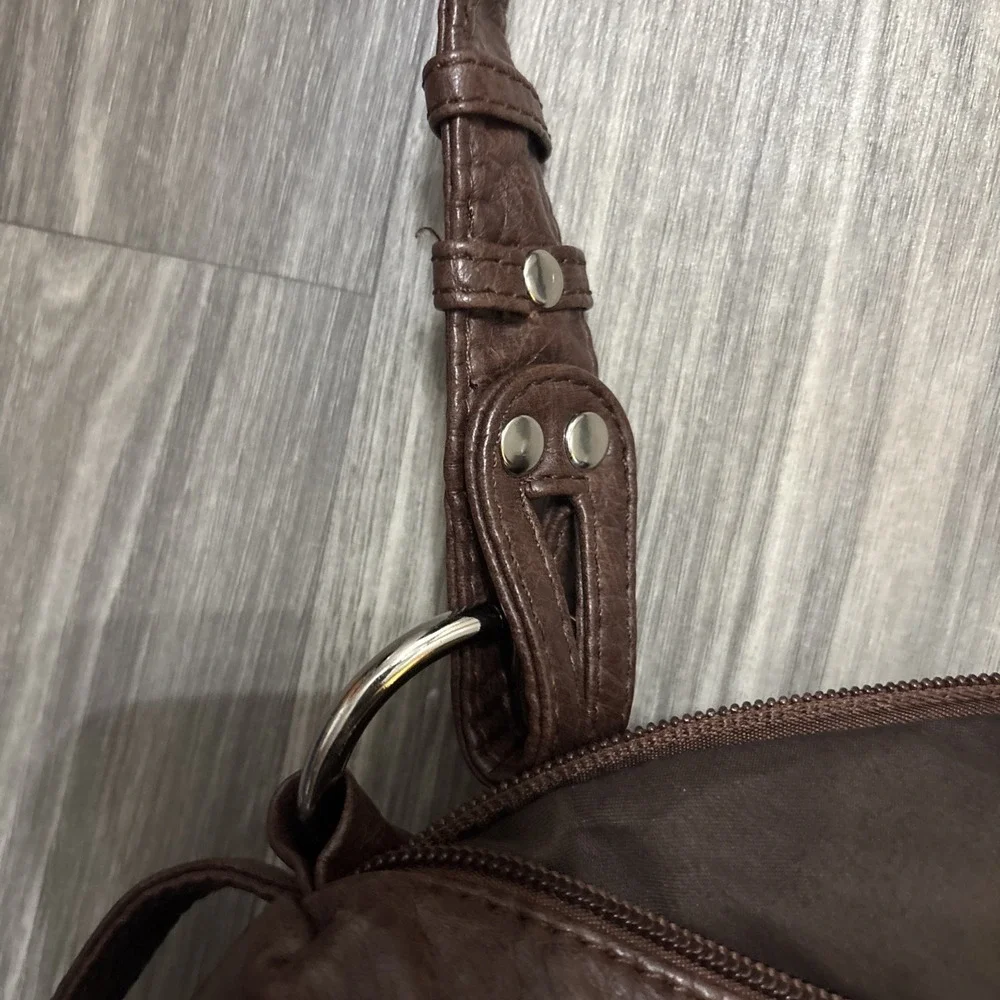 Dark brown leather purse shoulder bag hobo